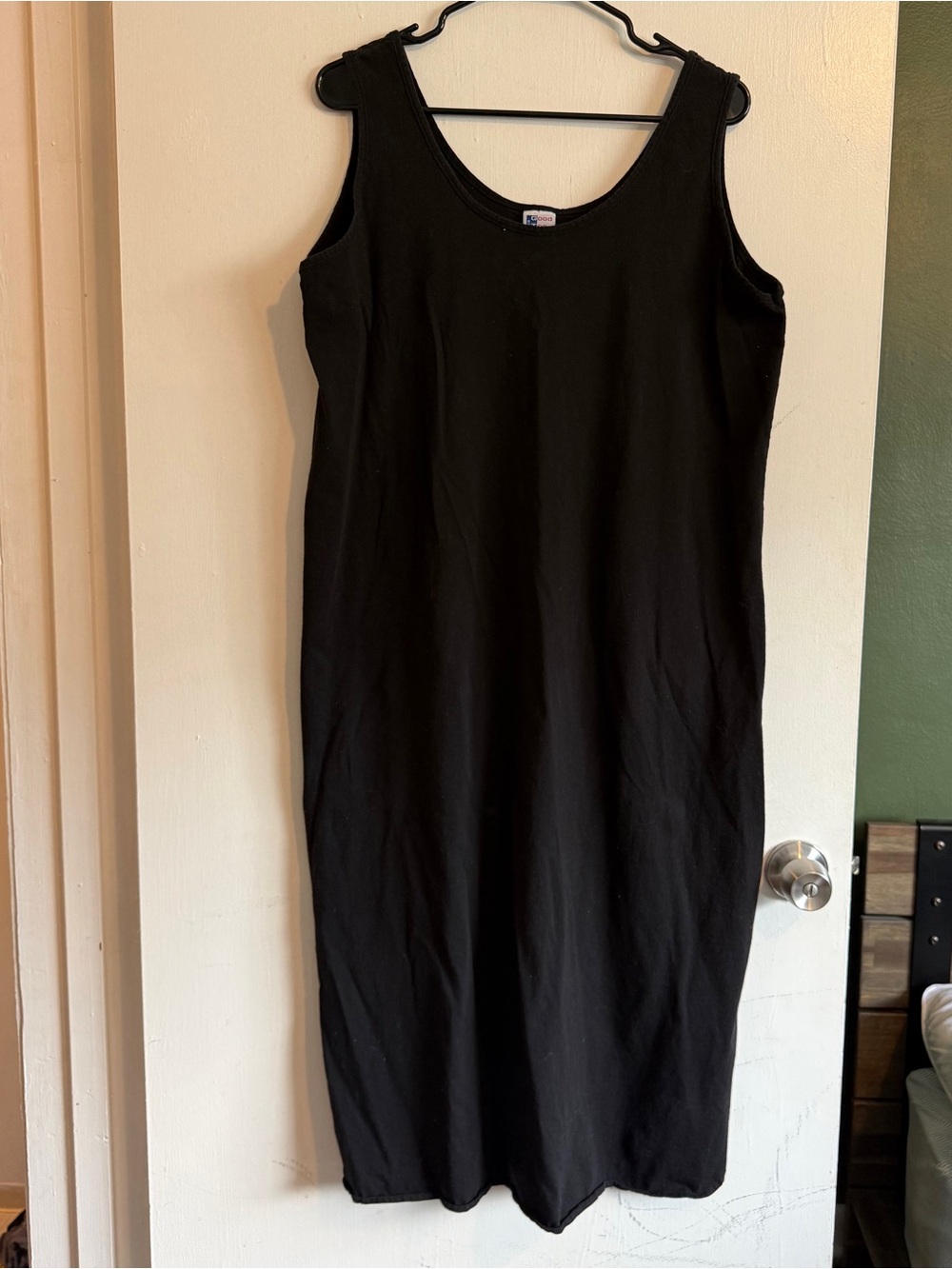Vintage good too go black cotton tank midi dress size large
